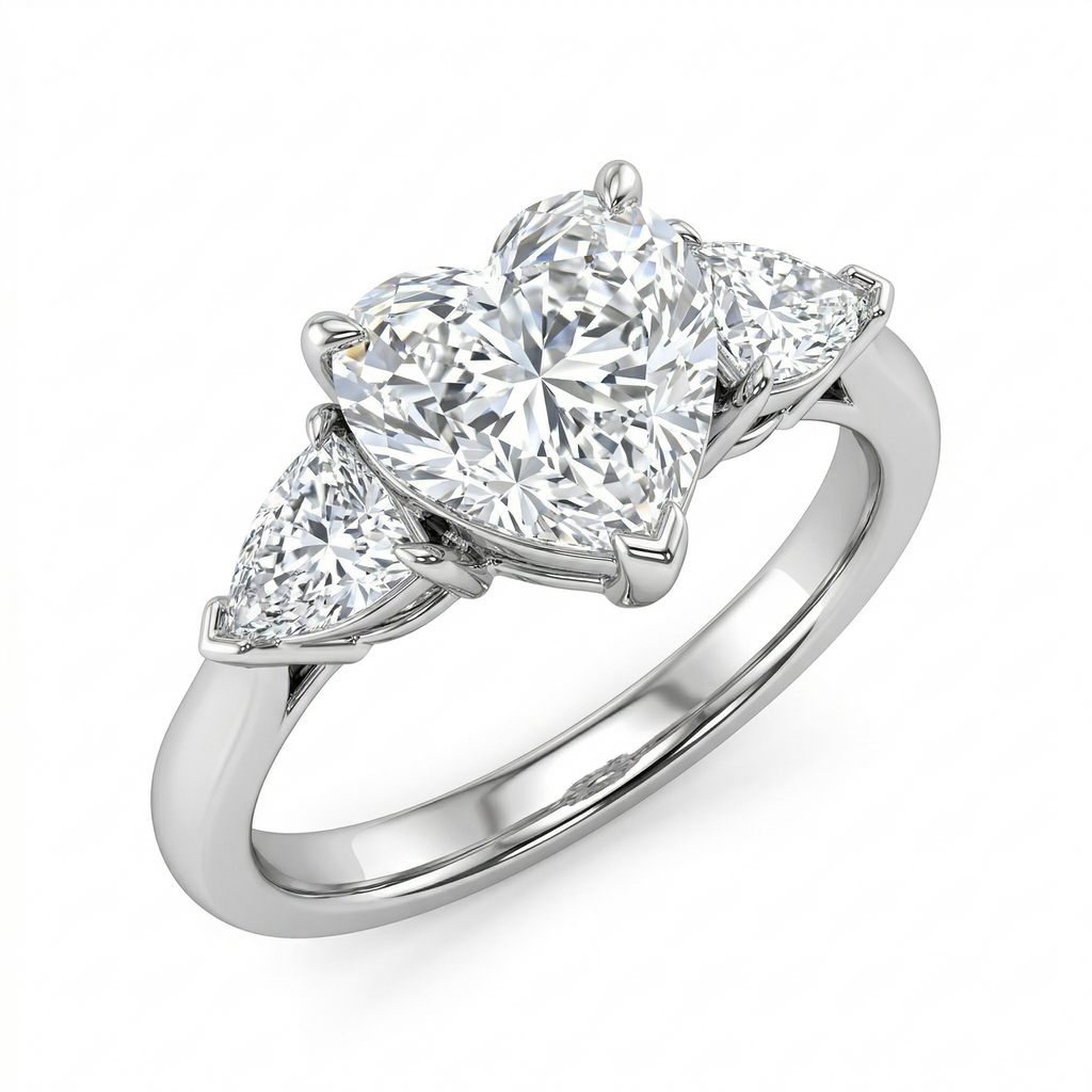 3.09 Ct Heart Lab-Grown Diamond Ring with Side Stones