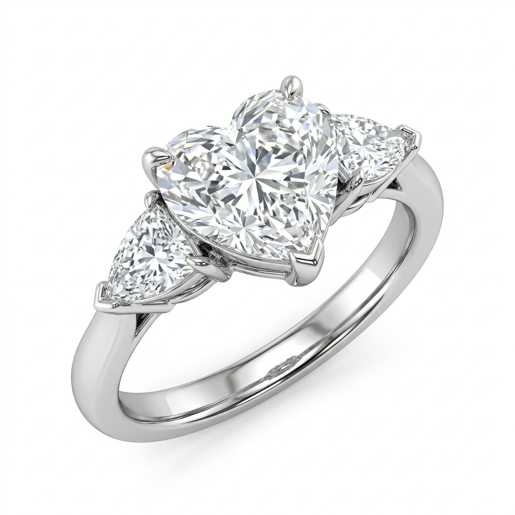 3.09 Ct Heart Lab-Grown Diamond Ring with Side Stones