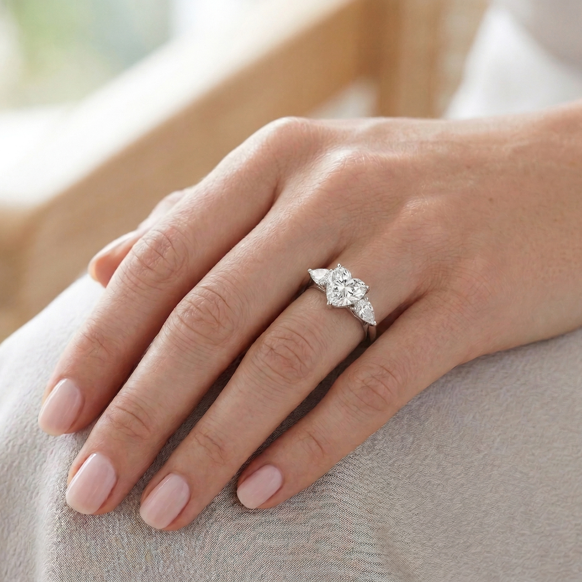 3.09 Ct Heart Lab-Grown Diamond Ring with Side Stones