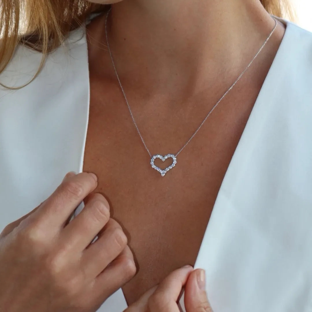 1 cttw Open Heart Diamond Pendant