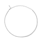 Lab-grown diamond tennis necklace with adjustable chain on white background