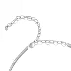 Adjustable silver chain necklace with sparkling lab-grown diamonds on white background