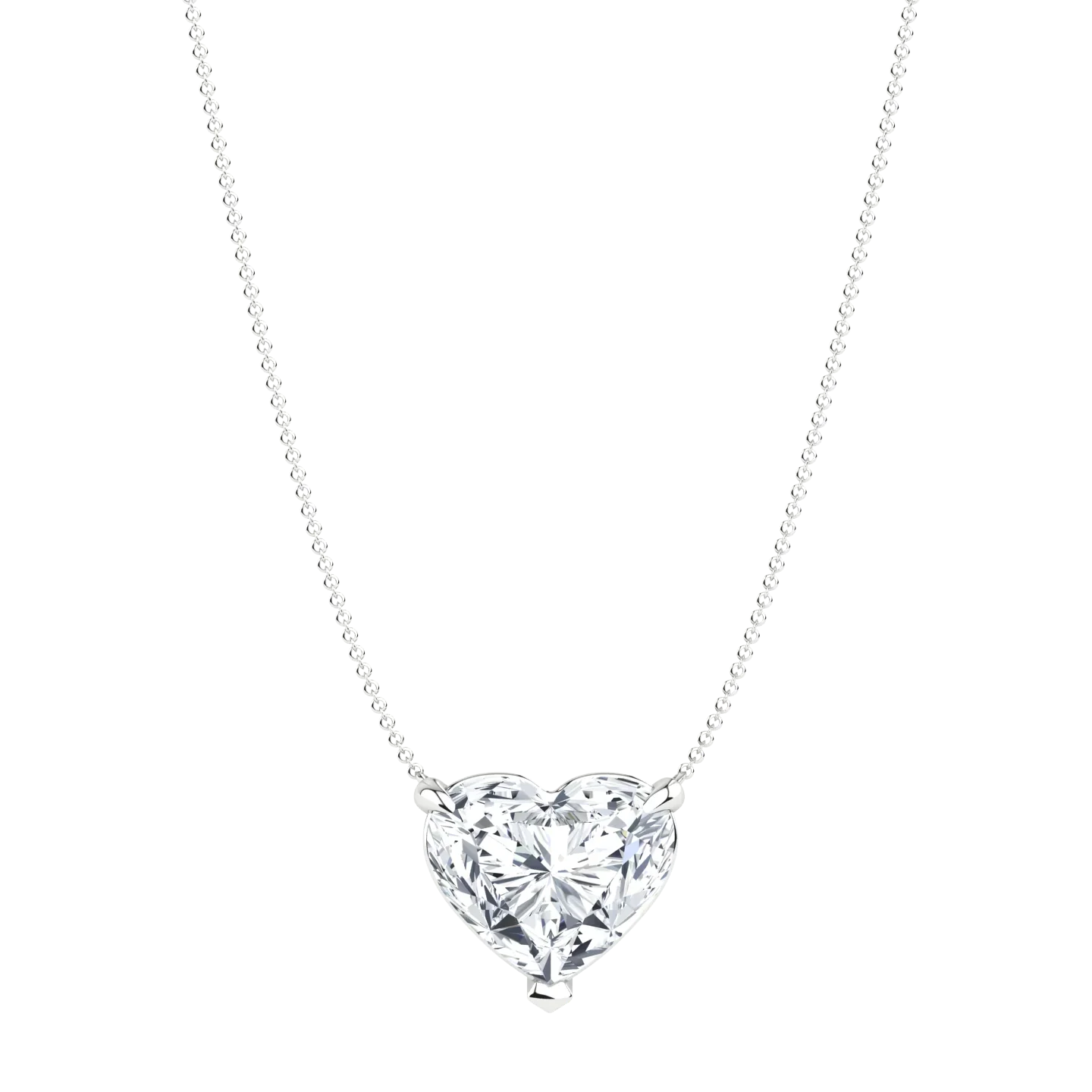 Heart-shaped lab-grown diamond pendant on a delicate silver chain necklace
