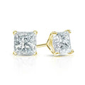 Princess cut lab-grown diamond stud earrings in yellow gold setting