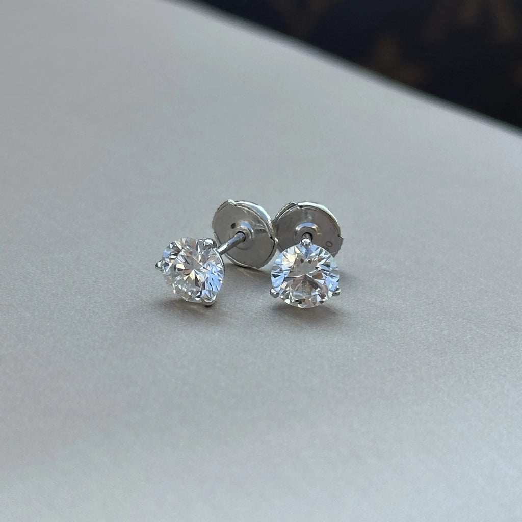 Martini Round Lab-Grown Diamond Stud Earrings 1 ct
