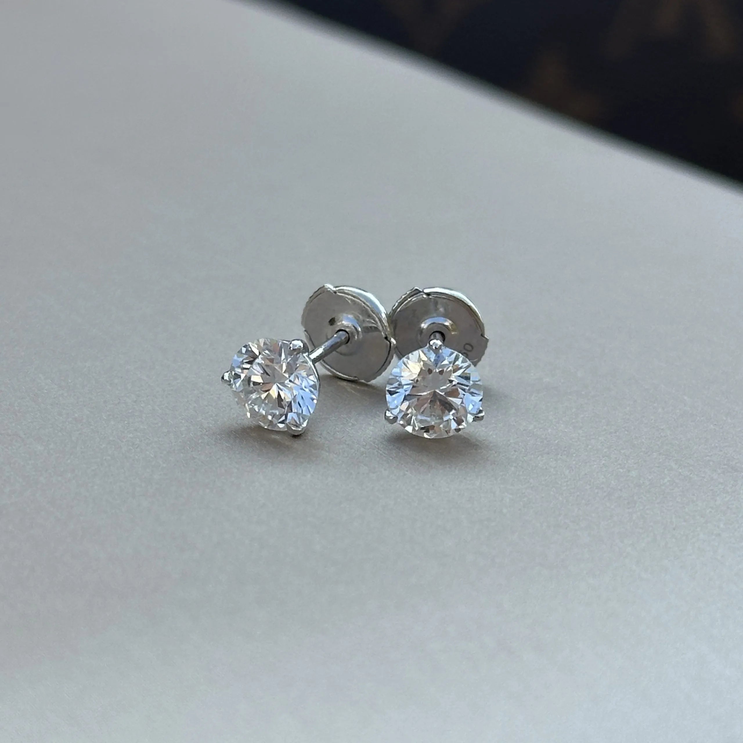 Martini Round Lab-Grown Diamond Stud Earrings 1 ct