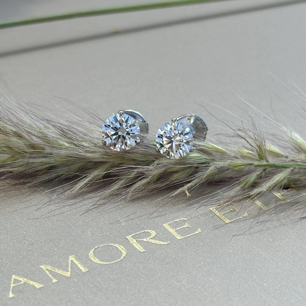 Martini Round Lab-Grown Diamond Stud Earrings 1 ct