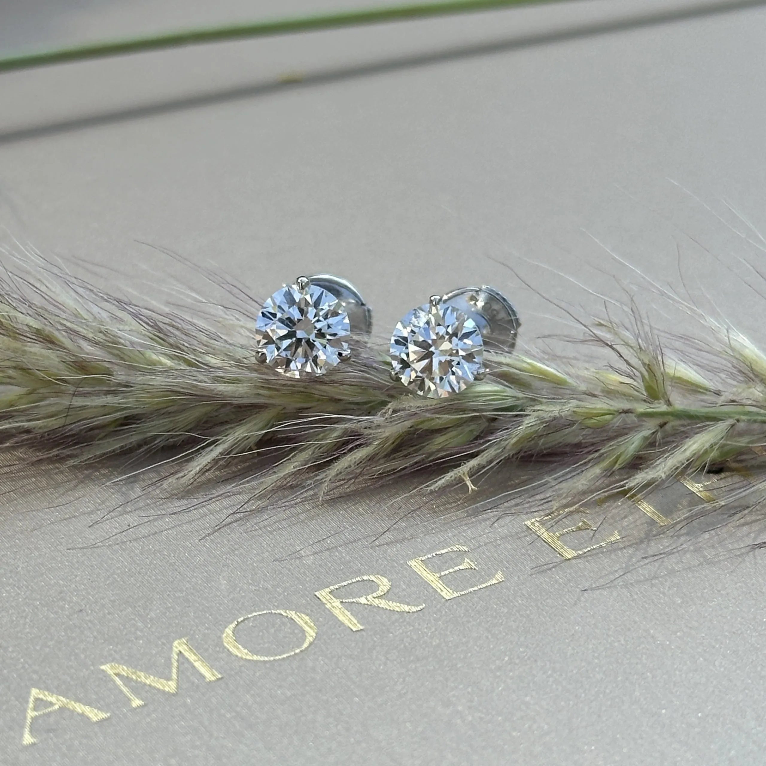 Martini Round Lab-Grown Diamond Stud Earrings 1 ct
