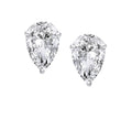 Pear-shaped lab-grown diamond stud earrings in white metal prong setting on white background