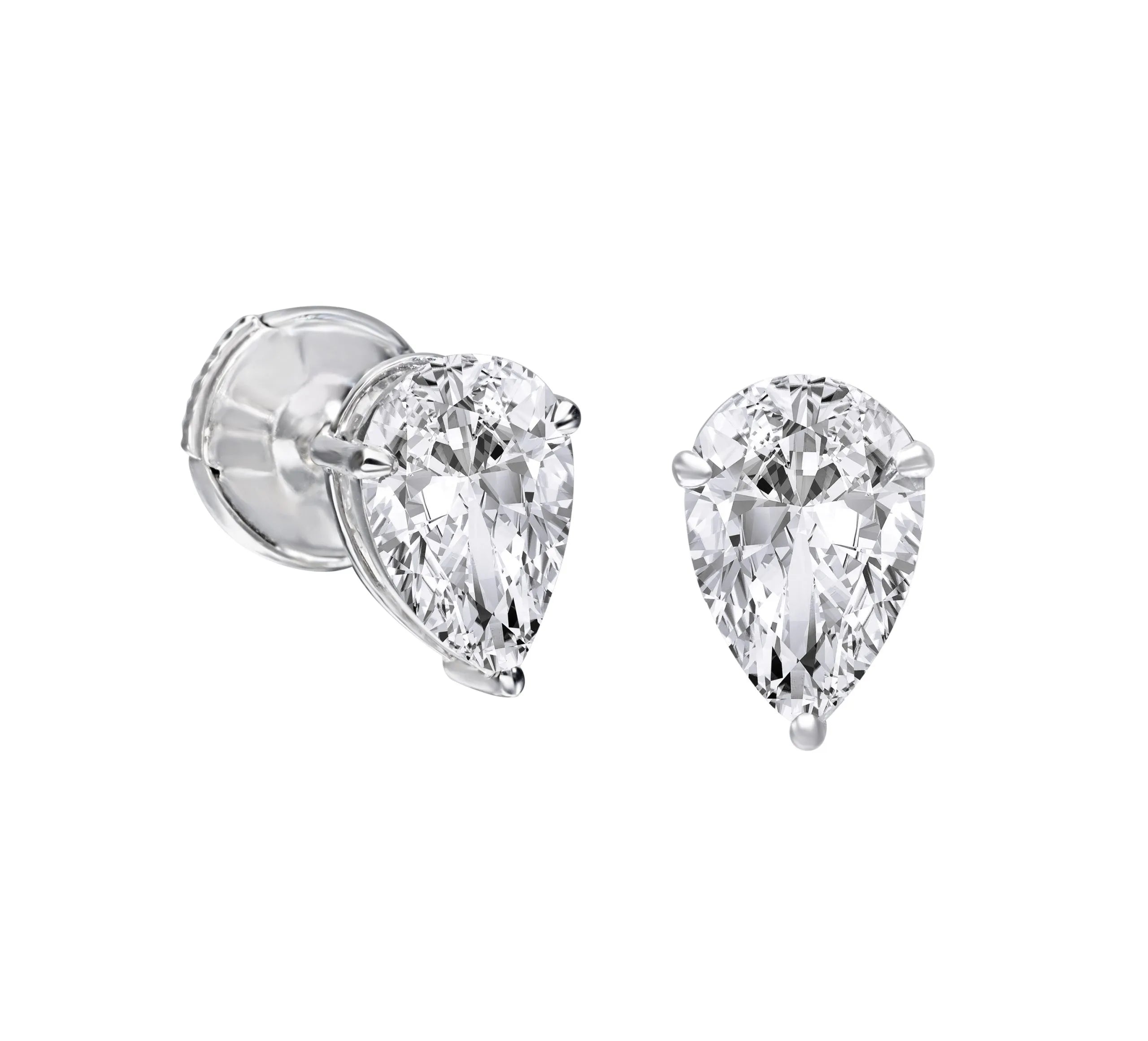 2 ct each Pear shape Stud earrings