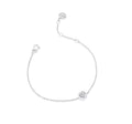 Minimalist lab-grown diamond bracelet with silver chain on white background