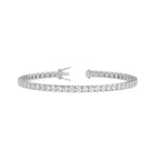 Elegant lab-grown diamond tennis bracelet in white gold, luxury jewelry on white background
