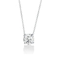 Lab-grown diamond solitaire pendant necklace on a delicate silver chain, minimalist design