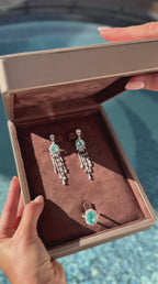 4.58 cttw Oval Tourmaline Paraiba  Transformer earrings with Natural Diamond