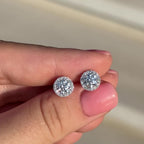 Halo Round Lab-Grown Diamond Stud Earrings 0.5 ct each