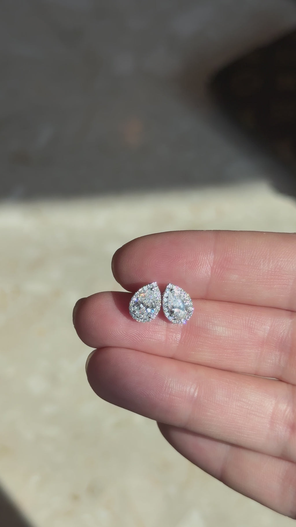 1.10 cttw Halo Pear Studs lab grown diamonds earrings