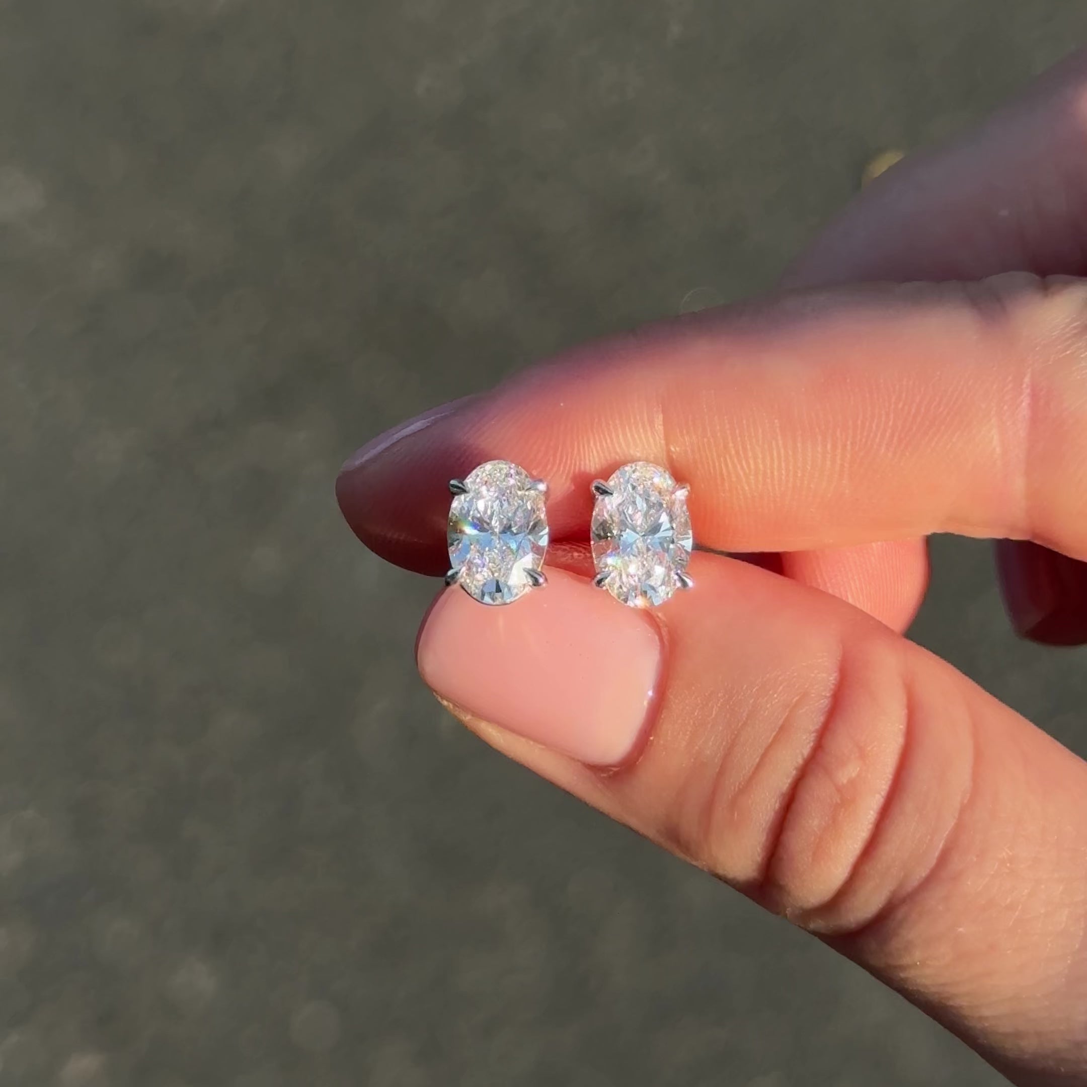 1 ct each Oval studs Diamond Earrings