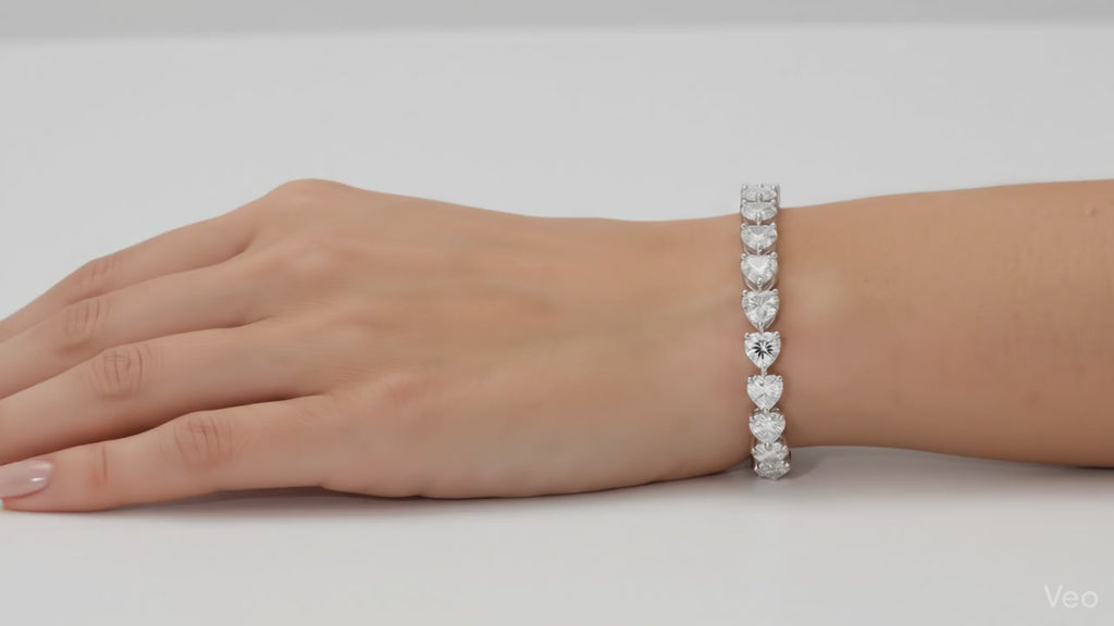 Heart Shape Lab-Grown Diamond Tennis Bracelet 10 cttw
