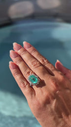 5.48 Ct Natural Tourmaline Paraiba Ring with Natural Diamond