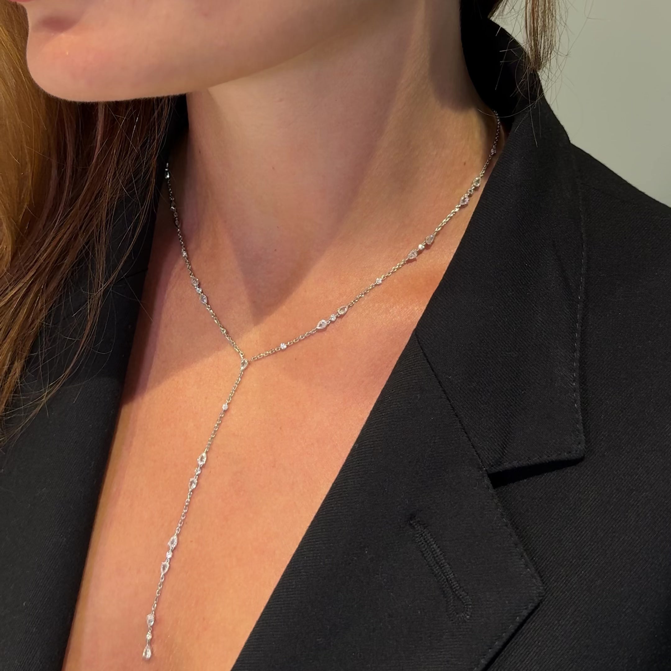 Rose Cut Lariat Diamond Necklace