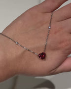 2 ct Rubellite Heart Pendant with Natural Diamonds