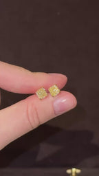 1.01 /1.02 ct Fancy yellow cushion studs earrings