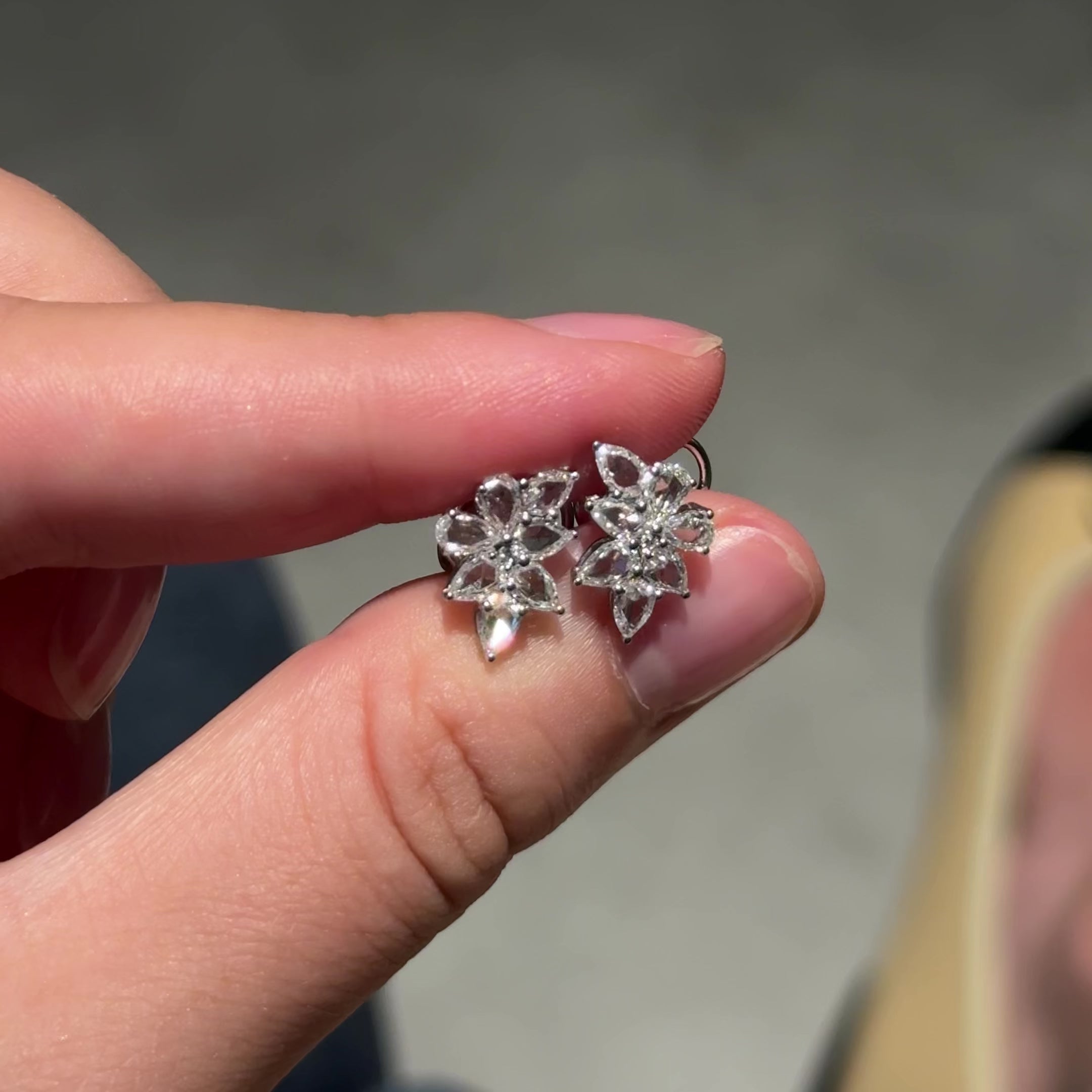 1.55 cttw Rose Cut Diamond Studs Earrings