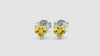 Boucles d'oreilles puces en forme de cœur jaune fantaisie, 0,5 ct chacune