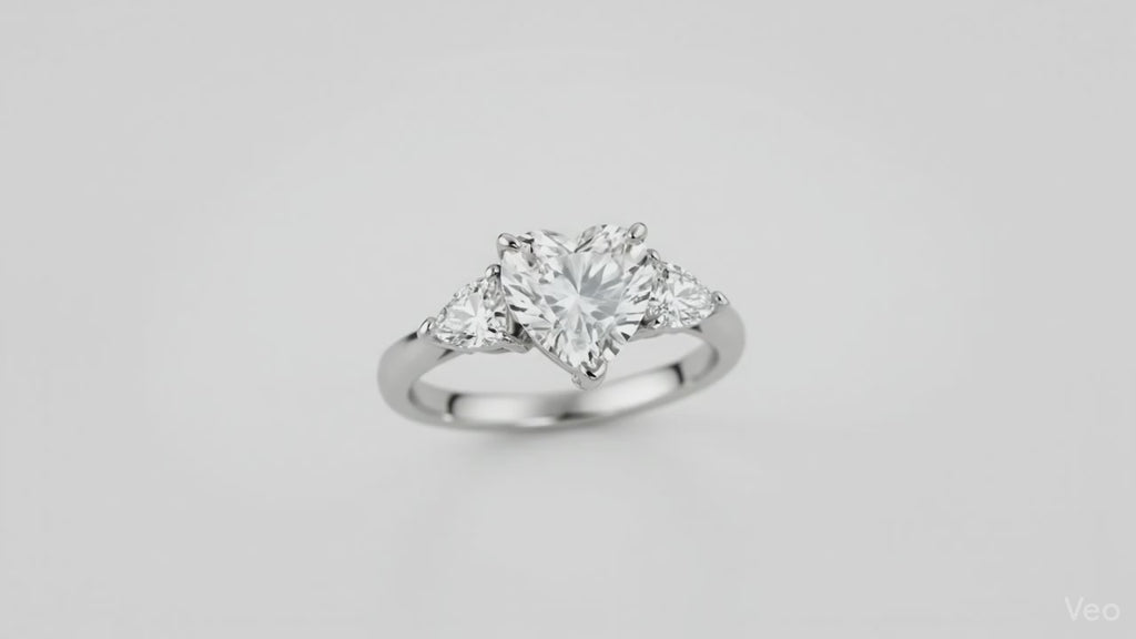 3.09 Ct Heart Lab-Grown Diamond Ring with Side Stones
