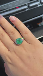 4.85 ct Natural Emerald (Zambia Origin) Ring with 0.7 ct Natural Diamonds