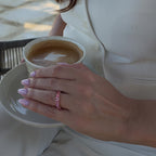 3 cttw Emerald Band Fancy Pink Lab-Grown Diamond Ring