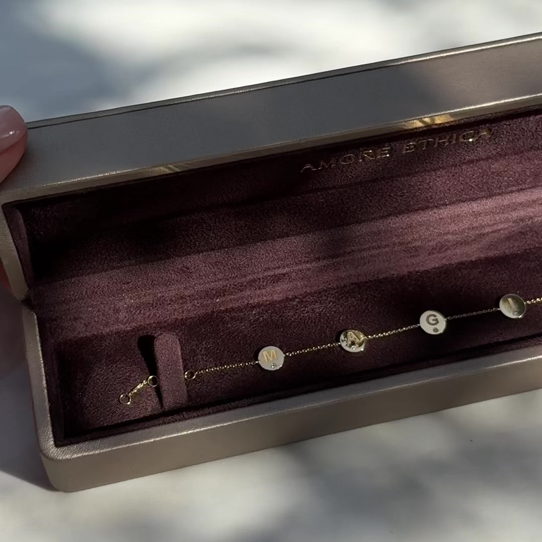 Custom Multi Letter Chain gold bracelet  with small diamonds