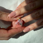 4.02 Ct Fancy vivid Pink Rose Pear shape lab grown diamond ring with side diamonds