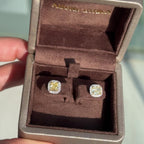 0.90 Ct each Fancy Yellow Cushion Studs Earrings